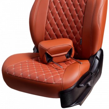 16 499 р. Комплект чехлов для сидений (Орегон) БАЙРОН РОМБ Lord Autofashion Audi Q3 F3 (2018-2022) (коричневый, вставка св-коричневы, строчка беж)  с доставкой в г. Керчь. Увеличить фотографию 4