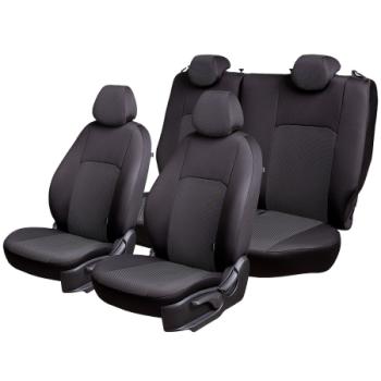 3 799 р. Комплект чехлов для сидений (1+2 мес. Жаккард) ДУБЛИН Lord Autofashion Peugeot Boxer 290 (2014-2025) (черный, вставка Ёж белый)  с доставкой в г. Керчь. Увеличить фотографию 6