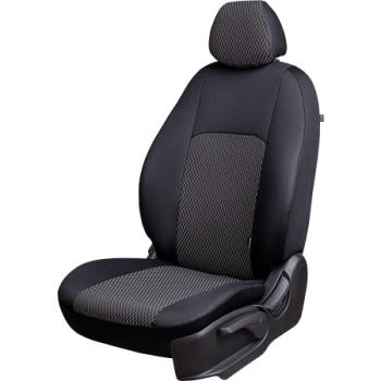 Комплект чехлов для сидений (1+2 мес. Жаккард) ДУБЛИН Lord Autofashion CITROEN Jumper  290 (2014-2022), Fiat Ducato  290 (2014-2025), Peugeot Boxer  290 (2014-2025) (черный, Прямоугольник черный)