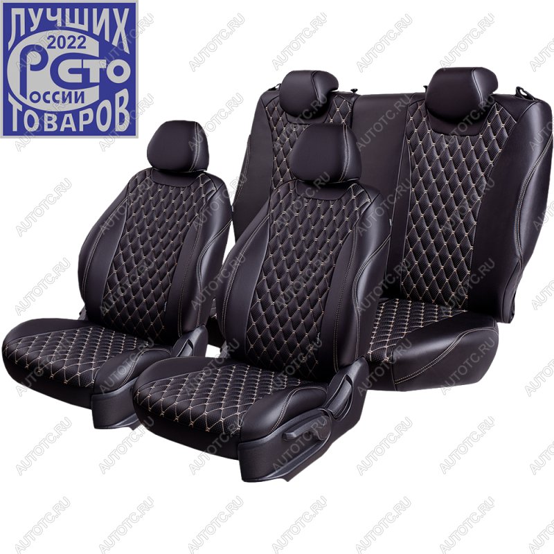 19 649 р. Чехлы для сидений (РЗС60/40, Экокожа) БАЙРОН РОМБ Lord Auto  Geely GC6 (2014-2017) (черный/бежевый)  с доставкой в г. Керчь