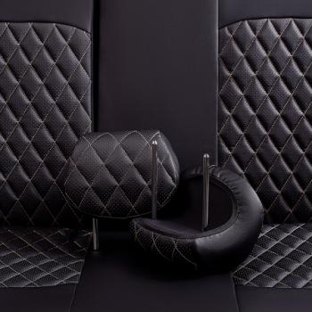 7 999 р. Комплект чехлов для сидений (к.Style Ambition РЗС 40/20/40П иС 60/40 3Г Илана+Орегон) ТУРИН ст РОМБ Lord Autofashion  Skoda Kodiaq  NU7 (2017-2021) дорестайлинг (черный, вставка черная+бежевая, строчка бежевая)  с доставкой в г. Керчь. Увеличить фотографию 7