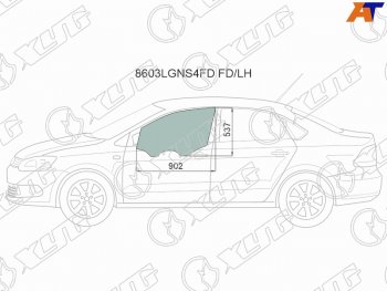 Стекло боковое опускное (Спереди Слева Цвет зеленый) Skoda Rapid 20-  Volkswagen Polo 09-20 XYG 8603LGNS4FD FD/LH