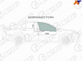 Стекло боковое опускное (Спереди Справа Цвет зеленый Крепления) Toyota Camry (XV70) 17-21  Camry XYG 8428RGNS4FD FD/RH