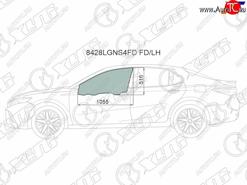 3 399 р. Стекло боковое опускное (Спереди Слева Цвет зеленый Крепления) Toyota Camry (XV70) 17-21  Camry XYG 8428LGNS4FD FD/LH  с доставкой в г. Керчь