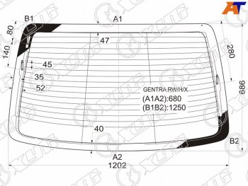 Стекло заднее (Цвет зеленый Обогрев Антенна) Chevrolet Aveo 05-11  Nexia 20-  Daewoo Gentra 05-1 XYG GENTRA RW/H/X