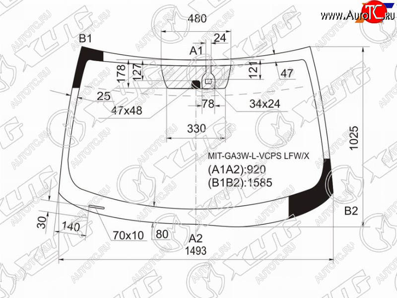 7 699 р. Стекло лобовое (Датчик дождя) Mitsubishi ASX 10-16  Citroen C4 Aircross 12-16  Peugeot 4008 12-15 XYG MIT-GA3W-L-VCPS LFW/X  с доставкой в г. Керчь