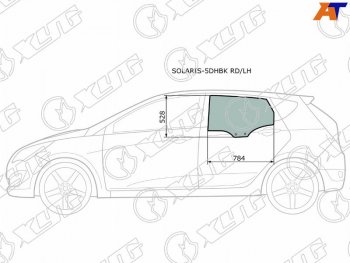 Стекло боковое опускное (Сзади Слева Цвет зеленый) Hyundai Solaris 10-17  Accent 11-17 XYG SOLARIS-5DHBK RD/LH