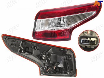 3 799 р. Фонарь задний правый (внешний) SAT Nissan Qashqai 2 J11 дорестайлинг (2013-2019)  с доставкой в г. Керчь. Увеличить фотографию 2