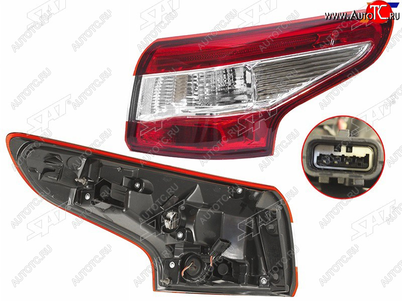 3 799 р. Фонарь задний правый (внешний) SAT Nissan Qashqai 2 J11 дорестайлинг (2013-2019)  с доставкой в г. Керчь