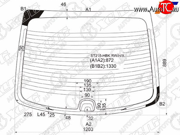 9 549 р. Стекло заднее (Цвет зеленый Обогрев) Toyota Avensis (T220) 97-03 XYG ST215-HBK RW/H/X  с доставкой в г. Керчь