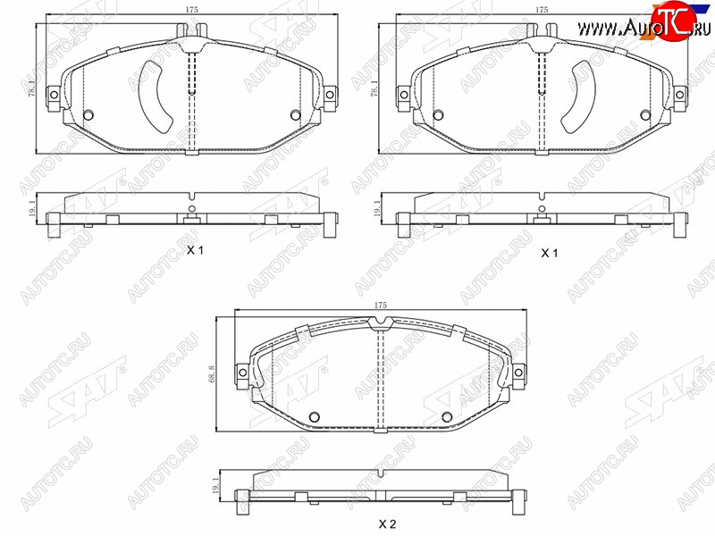 1 589 р. Колодки тормозные перед FL-FR SAT  Mercedes-Benz C-Class  W205 - E-Class  S213  с доставкой в г. Керчь