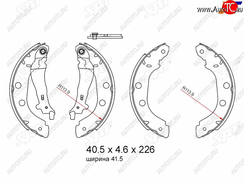 1 599 р. Колодки тормозные барабанные задние RH-LH SAT Renault Kangoo KC рестайлинг (2003-2007)  с доставкой в г. Керчь