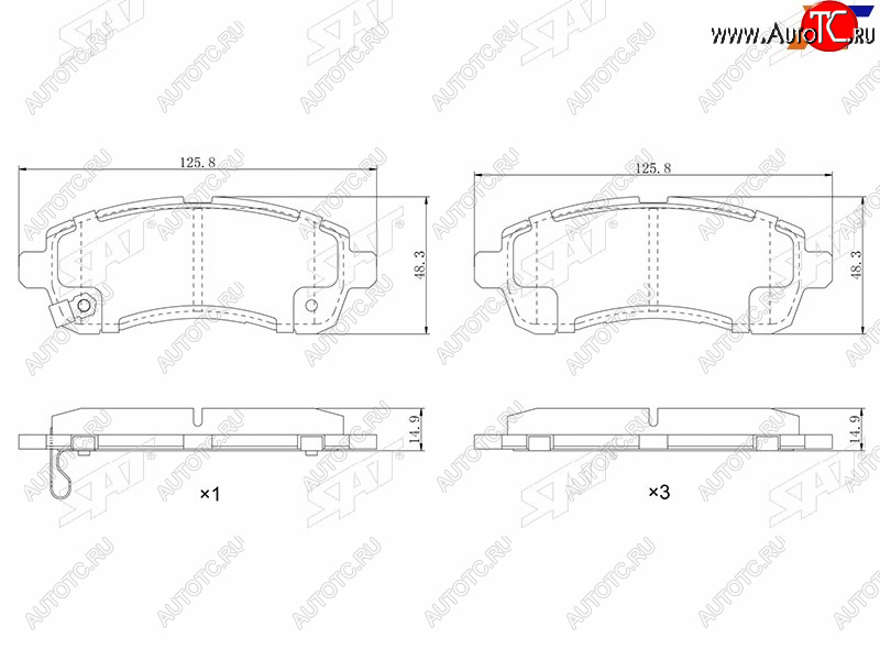 1 239 р. Колодки тормозные перед FL-FR SAT  Mazda Demio  3 DE (2007-2014) дорестайлинг, рестайлинг  с доставкой в г. Керчь