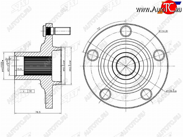 1 199 р. Ступица перед TOYOTA ALPHARDCAMRYHARRIER SAT ST-43502-28100  с доставкой в г. Керчь