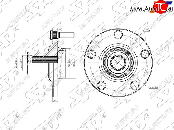 1 349 р. Ступица перед TOYOTA CAMRYHARRIERHIGHLANDERKLUFER 01- SAT ST-43502-28090  с доставкой в г. Керчь