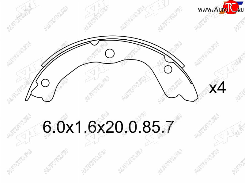 1 299 р. Колодки барабанные задние RH-LH SAT  Nissan Primera ( 3 седан,  3 универсал) - X-trail  1 T30  с доставкой в г. Керчь