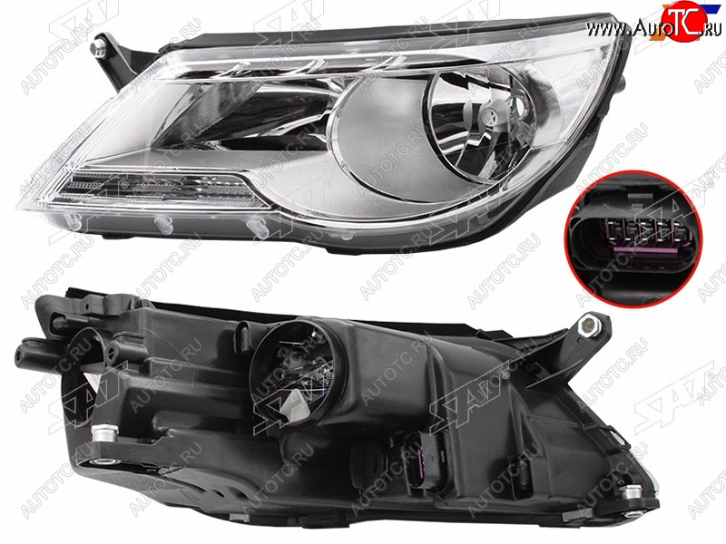 6 899 р. Фара левая (с электрокорректором) SAT  Volkswagen Tiguan  NF (2006-2011) дорестайлинг  с доставкой в г. Керчь