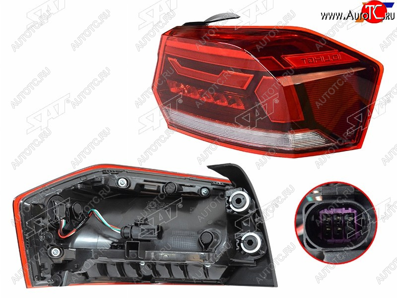4 099 р. Фонарь задний правый SAT Volkswagen Polo Mk6 лифтбек (2020-2022)  с доставкой в г. Керчь