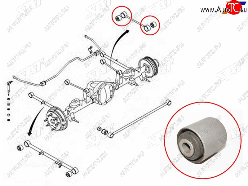 299 р. Сайлентблок SsangYong Actyon 05-10  Actyon Sports 06-12  Korando 96-06  Kyron 05-16 SAT ST-4542105000  с доставкой в г. Керчь
