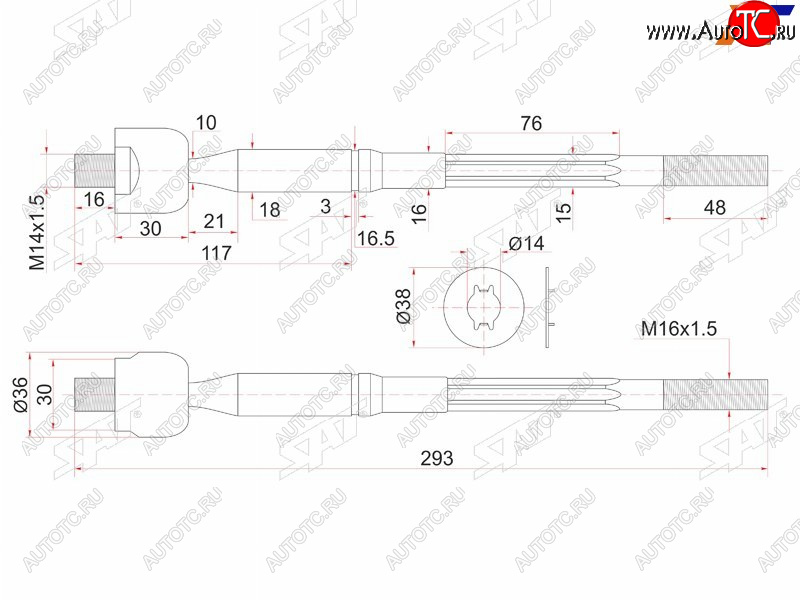 1 239 р. Тяга рулевая TOYOTA IPSUM 4WD 01- SAT ST-45503-49115  с доставкой в г. Керчь