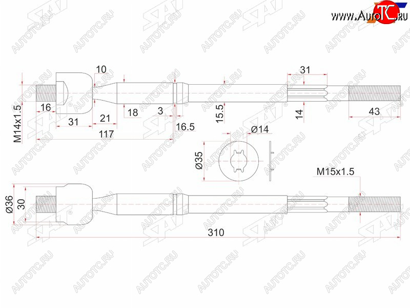 889 р. Тяга рулевая TOYOTA NOAH 2WD 01- SAT ST-45503-80003  с доставкой в г. Керчь