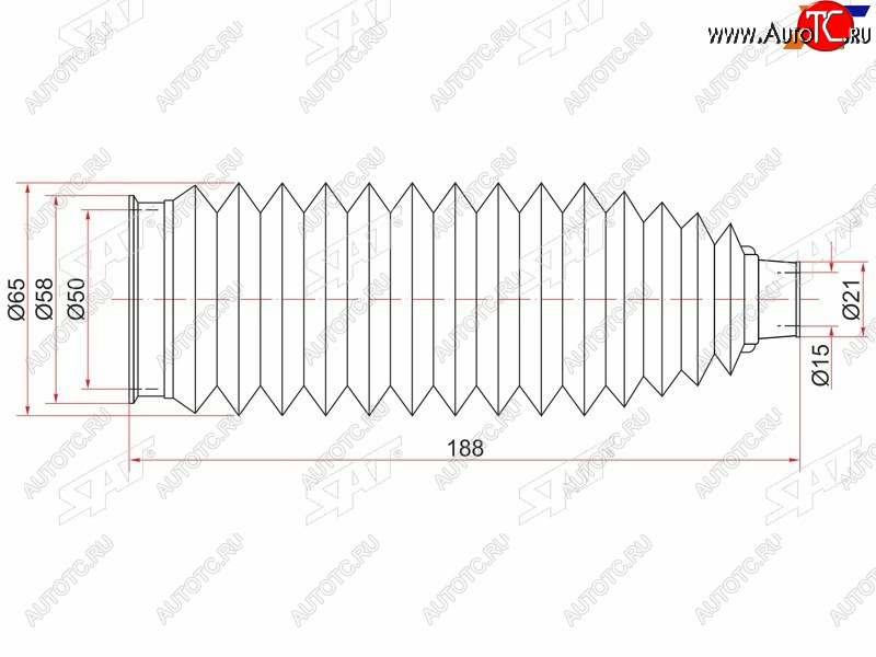 469 р. Пыльник рулевой рейки TOYOTA KLUGER 00- LH=RH SAT ST-45535-48010  с доставкой в г. Керчь