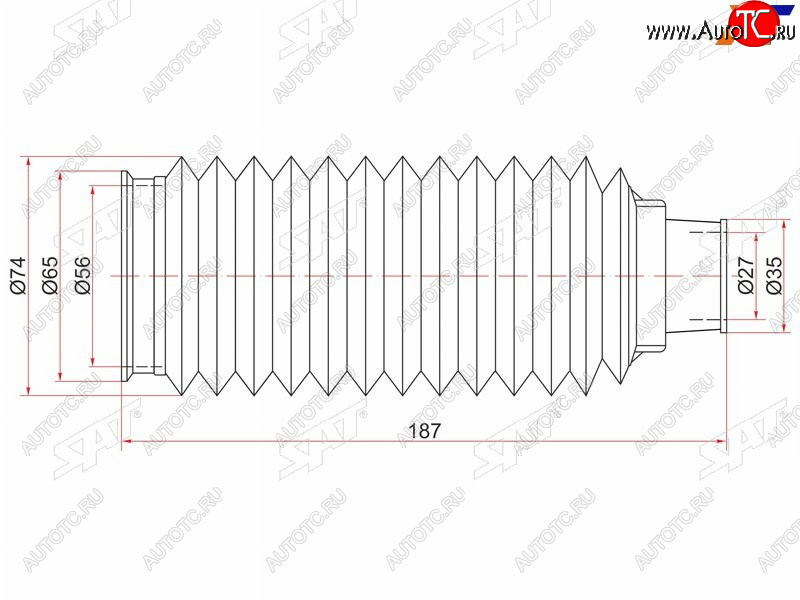 359 р. Пыльник рулевой рейки TOYOTA LAND CRUISER PRADOHILUX SURF 95- LH=RH SAT ST-45535-35030  с доставкой в г. Керчь