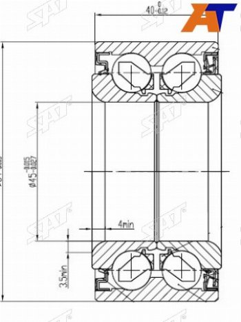 Подшипник передней ступицы HONDA CR-V RD4-7, EDIX BE#, ELEMENT с ABS SAT ST-45BWD12