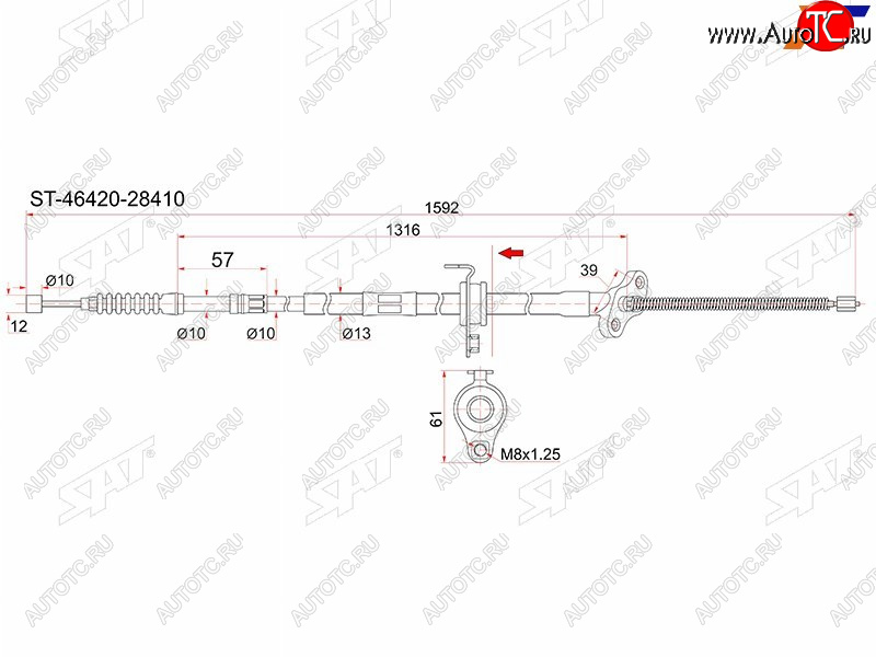 1 029 р. Трос ручника RH 4WD SAT  Toyota Noah ( 1,  2,  3,  R80) - ToyoAce ( XZU,  KDY)  с доставкой в г. Керчь