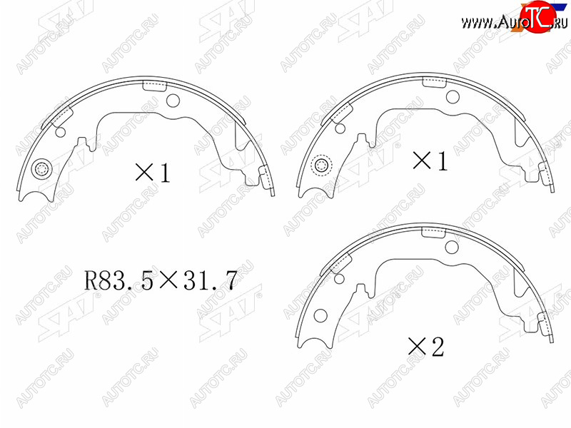 1 899 р. Колодки барабанные задние RH-LH SAT  Mitsubishi ASX - Lancer  10 CY  с доставкой в г. Керчь