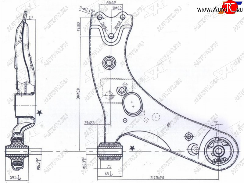 3 199 р. Рычаг нижний TOYOTA PRIUS 12-COROLLARUMIONMARK XAURISBLADESCIONZELASLEXUS HS250H 06- RH SAT ST-48068-12300  с доставкой в г. Керчь