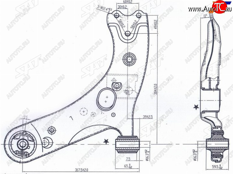 3 199 р. Рычаг нижний TOYOTA PRIUS 12-COROLLARUMIONMARK XAURISBLADESCIONZELASLEXUS HS250H 06- LH SAT ST-48069-12300  с доставкой в г. Керчь