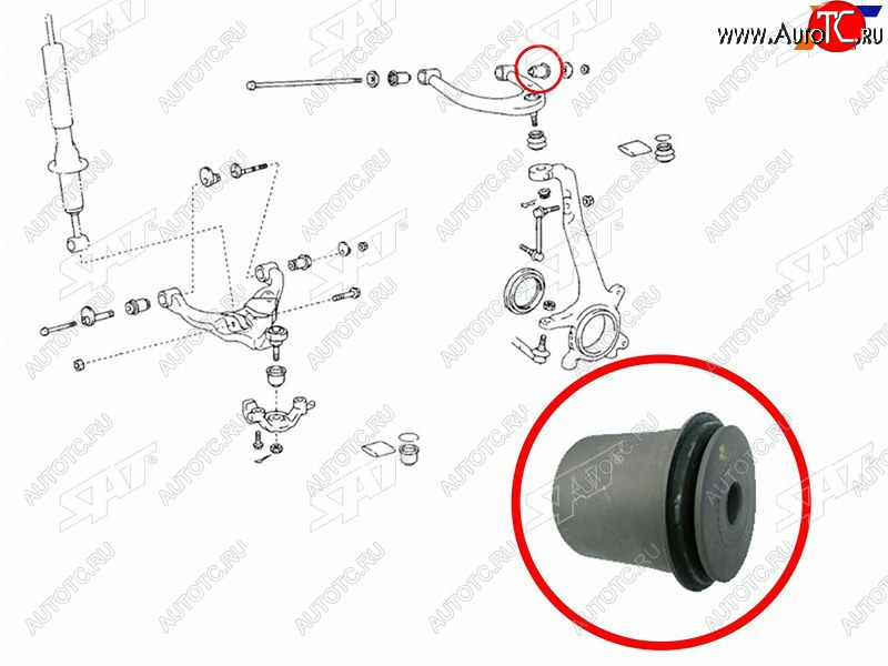 669 р. Сайлентблок Toyota Land Cruiser (J100) 98-07  Lexus LX 98-07  Toyota Land Cruiser Cygnus 98-07 (Св SAT ST-48632-60010  с доставкой в г. Керчь