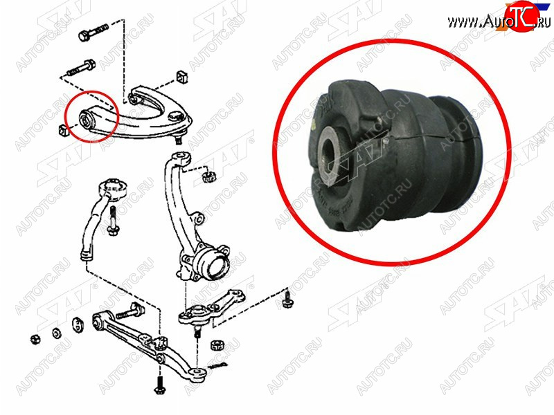 329 р. Сайлентблок Toyota Crown 95-07  Mark II (X90,X100,X110) 92-04  Lexus IS 98-05  Toyota Altezza 98- SAT ST-48632-30100  с доставкой в г. Керчь