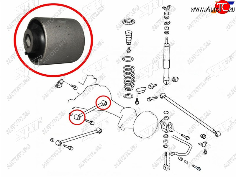 399 р. Сайлентблок Toyota Land Cruiser (J100) 98-07  Lexus LX 98-07  Toyota Land Cruiser Cygnus 98-07 SAT ST-48702-60090  с доставкой в г. Керчь