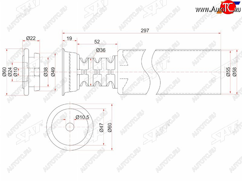 669 р. Пыльник стойки Ford Focus 04-11  Toyota Vitz 99-05  Geely MK Cross 11-16  Toyota bB 00-05  Echo SAT ST-48750-52010  с доставкой в г. Керчь
