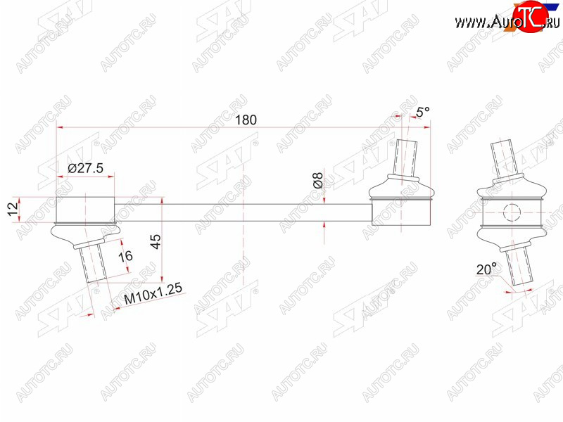 499 р. Тяга стабилизатора заднего TOYOTA CorollaSprinter 4WD SAT ST-48830-12050  с доставкой в г. Керчь