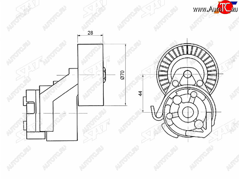 1 639 р. Натяжитель приводного ремня FIAT DUCATOIVECO DAILY 2,3 02- SAT ST-504086751  с доставкой в г. Керчь