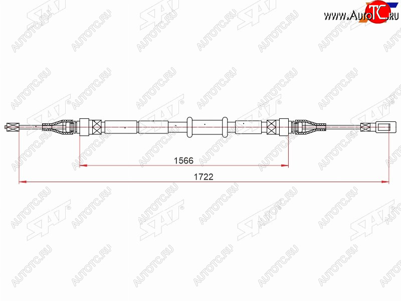 679 р. Трос ручного тормоза SAT  Audi 80  B4 (1991-1996) купе, седан  с доставкой в г. Керчь