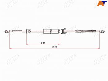 Трос ручного тормоза RH-LH SAT Skoda Octavia A5 рестайлинг универсал (2008-2013) (барабанные тормоза)