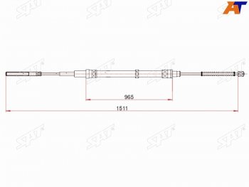 Трос ручного тормоза LH-RH SAT Volkswagen Polo ( Mk3,  9N1) (1994-2009) универсал дорестайлинг, седан дорестайлинг, хэтчбэк 5 дв. дорестайлинг, рестайлинг седан, рестайлинг, хэтчбэк 5 дв. (Без ABS)