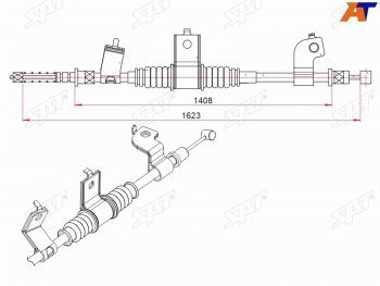 Трос ручного тормоза SAT Mitsubishi Outlander  CW0W (2005-2012) дорестайлинг, рестайлинг