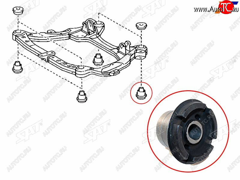879 р. Сайлентблок Toyota Camry (XV30) 01-06  Harrier (XU30) 03-13  Daihatsu Altis 01-05  Lexus ES 03-06 SAT ST-52217-28010  с доставкой в г. Керчь