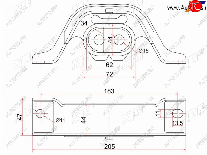 1 499 р. Подушка заднего дифференциала TOYOTA COROLLA 91-02SPACIO 97-00SPRINTER 91-02 SAT ST-52291-12010  с доставкой в г. Керчь
