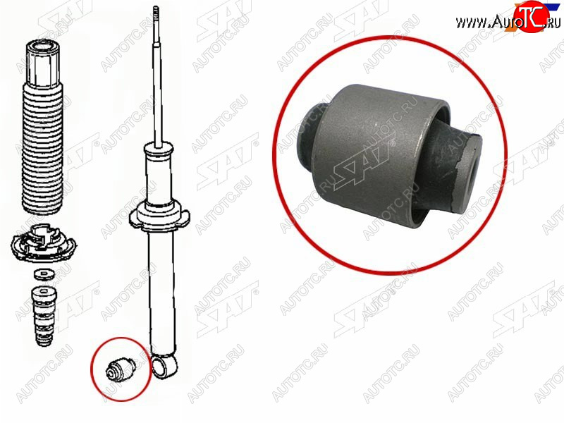 257 р. Сайлентблок Honda Accord 97-03  Avancier 99-03  Inspire 98-03  Saber 98-03 (Зад) SAT ST-52622-S84-A01  с доставкой в г. Керчь
