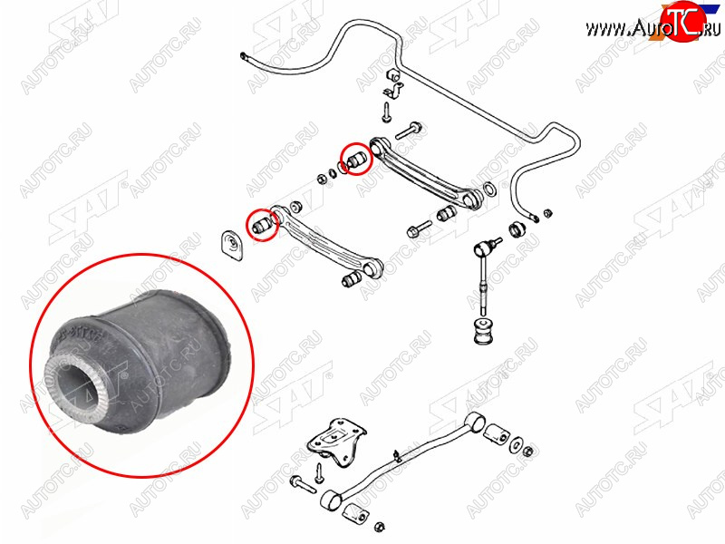 184 р. Сайлентблок заднего поперечного рычага (ТАГАЗ) HYUNDAI ACCENT 99-12                                  SAT ST-52773-25000  с доставкой в г. Керчь