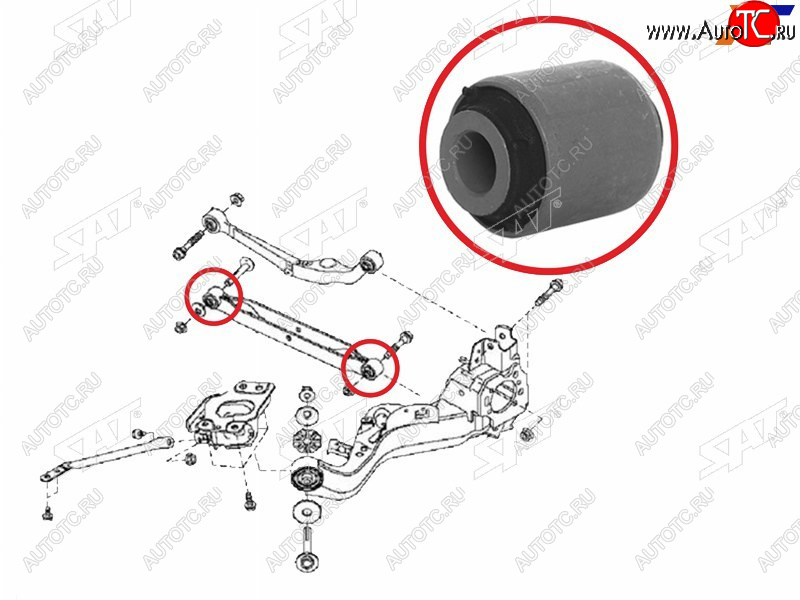 319 р. Сайлентблок Nissan Juke 10-20  Qashqai 06-22  Serena 05-16  X-Trail 07-15  Renault Koleos 08-16 SAT ST-55110-JG000-B  с доставкой в г. Керчь