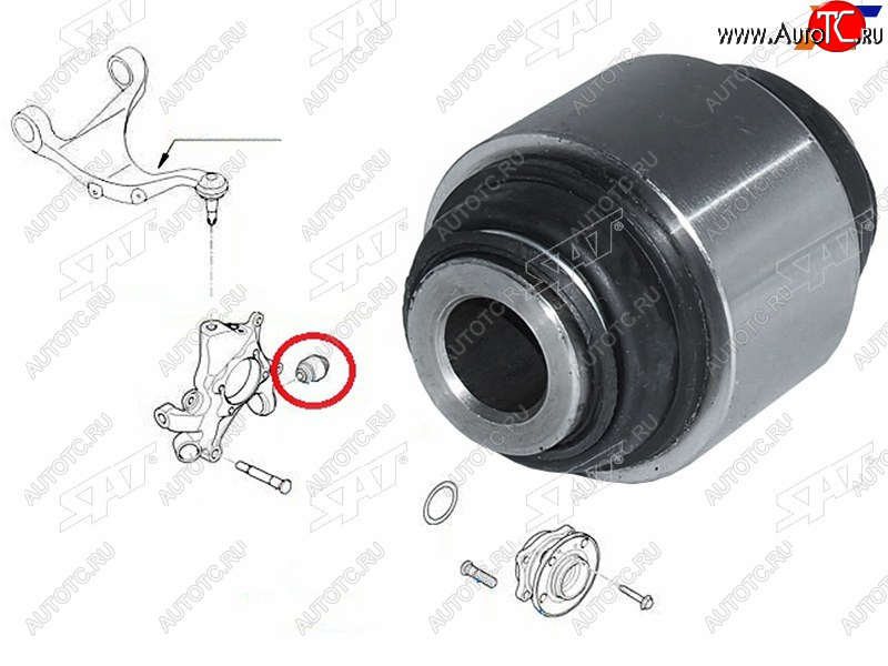 519 р. Сайлентблок Hyundai Elantra 06-12  Santa Fe 05-19  Sonata 09-19  Kia Carnival 06-14  Ceed 06-12 SAT ST-55130-4D000  с доставкой в г. Керчь