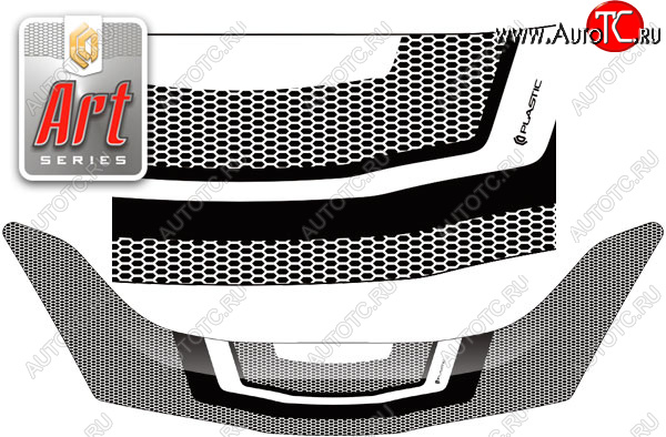 2 479 р. Дефлектор капота CA-Plastic  Honda Fit ( GE,  2) (2007-2012) дорестайлинг, GE 1-ый рестайлинг (Серия Art черная)  с доставкой в г. Керчь