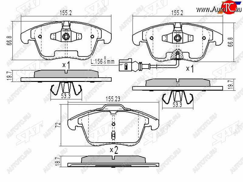 1 399 р. Колодки тормозные перед FL-FR SAT  Volkswagen Polo  Mk6 - Tiguan  NF  с доставкой в г. Керчь